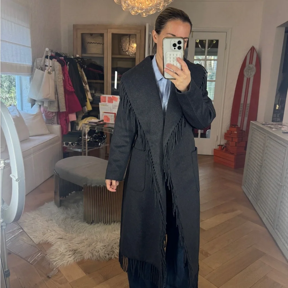 New with tags Ann Taylor Fringe Gray Coat - Picture 6 of 6